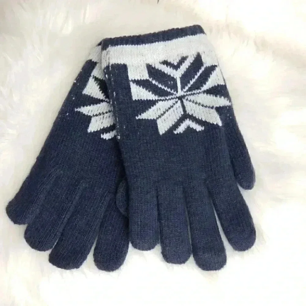 Navy blue snowflake gloves